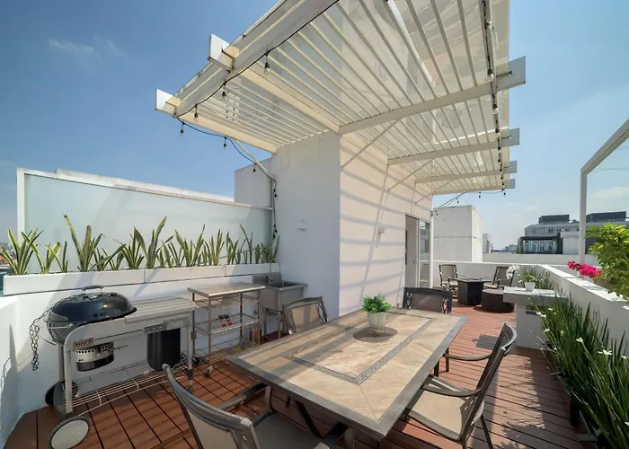 View Penthouse Private Rooftop, Wi-fi 500mbps, Air Conditioning, Grill, Pool And Gym * México DF
